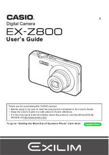 Casio Exilim EX Z 800 manual. Camera Instructions.